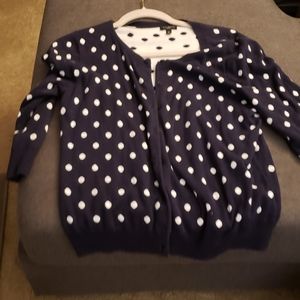 TALBOTS Navy polka dot sweater with Jjill shirt